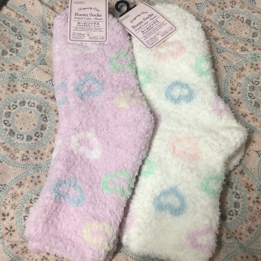 Winter Pastel heart design socks